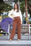 STELLA BUTTONED PANTS - BROWN